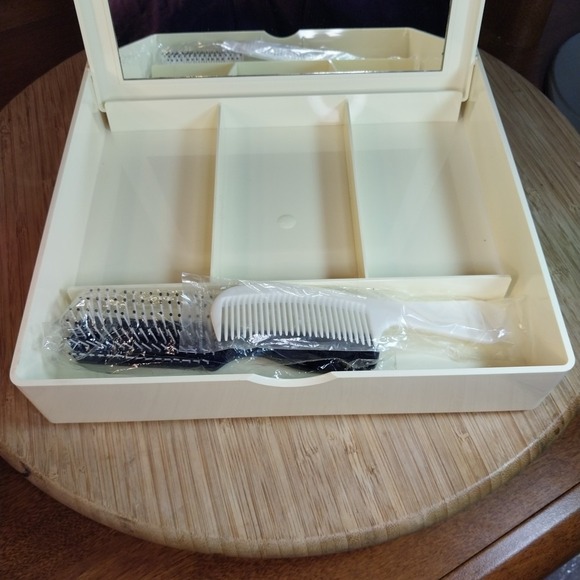 Vtg Estee Lauder Brush/Comb With Ivory Hard Plastic Makeup Case Jewelry Box 90s - Picture 6 of 16